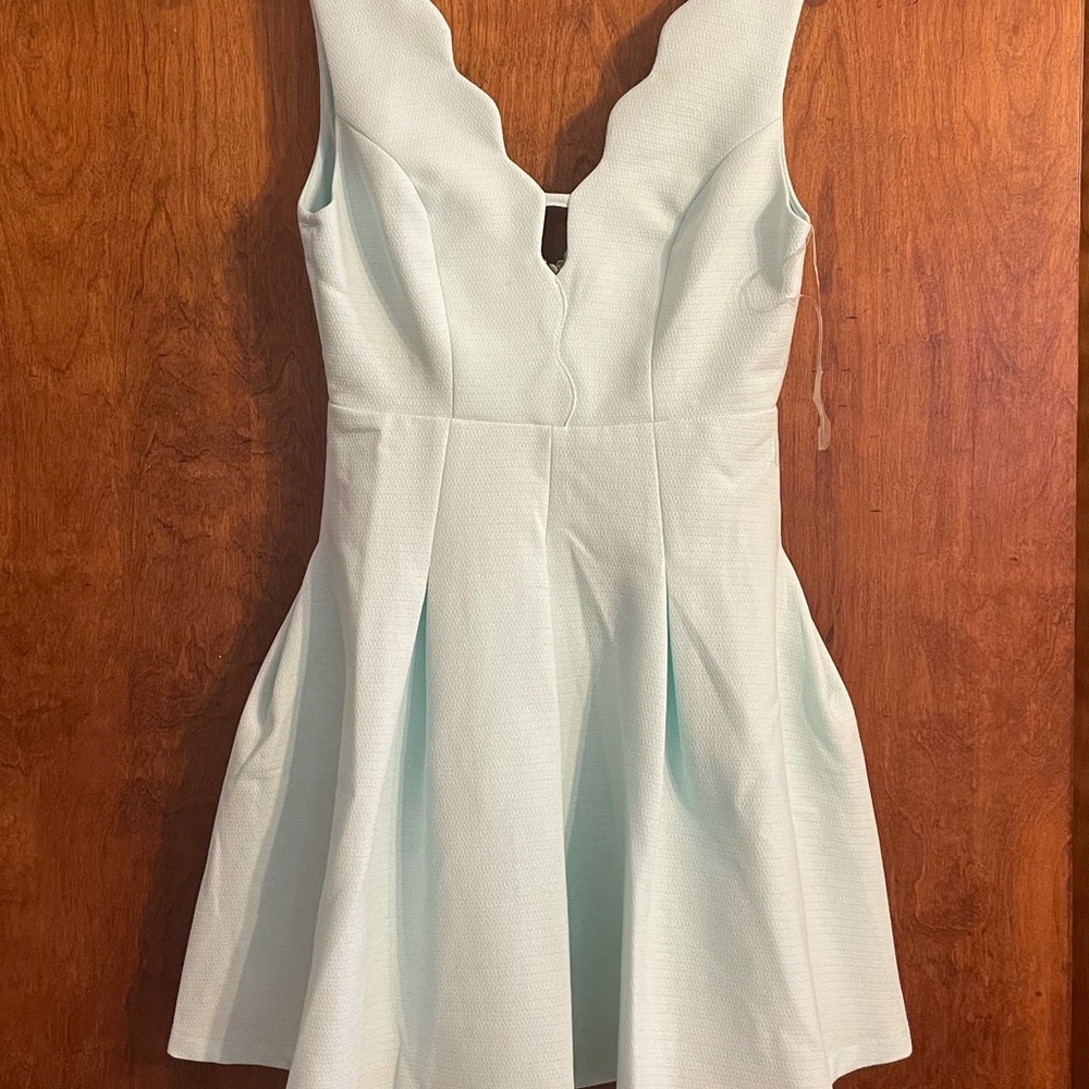 Mint Green/Blue Scalloped Neckline Dress w/Tags